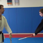 Sensei Rosanelli practices Escrima stick form with student, Josh DeFrancisco