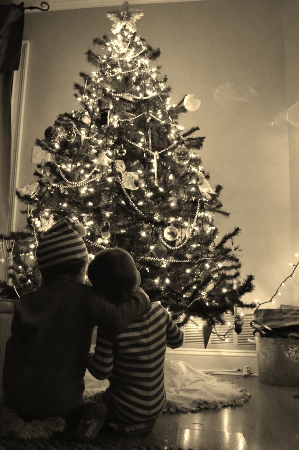 The children were getting ready for Santa's visit on Christmas eve.