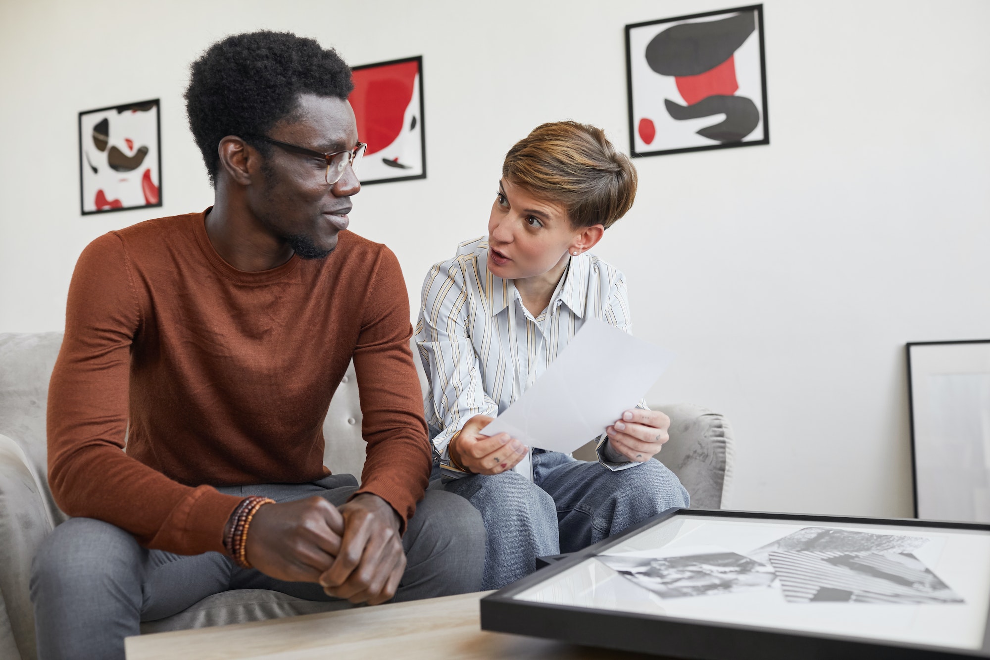 Creative Young People Planning Art Show in Museum Creative Young People Planning Art Show in Museum