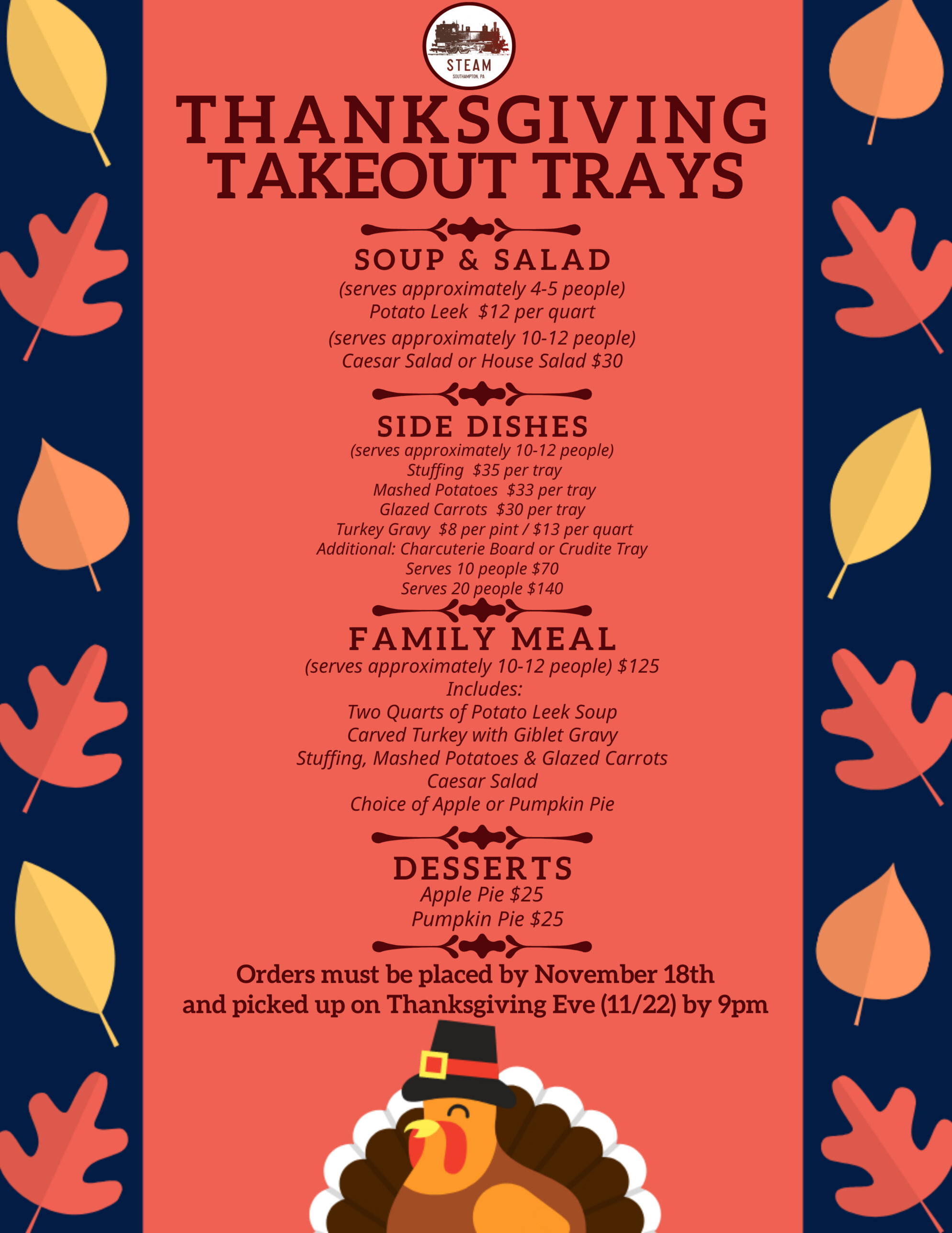 Thanksgiving Menu for 10–12