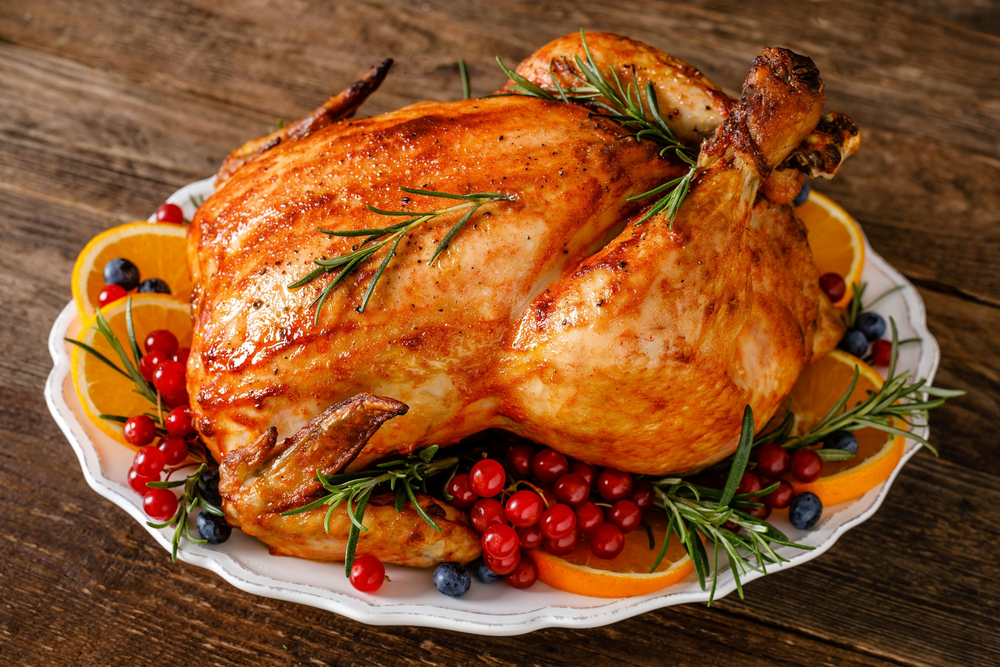 Christmas turkey. Traditional festive food for Christmas or Thanksgiving