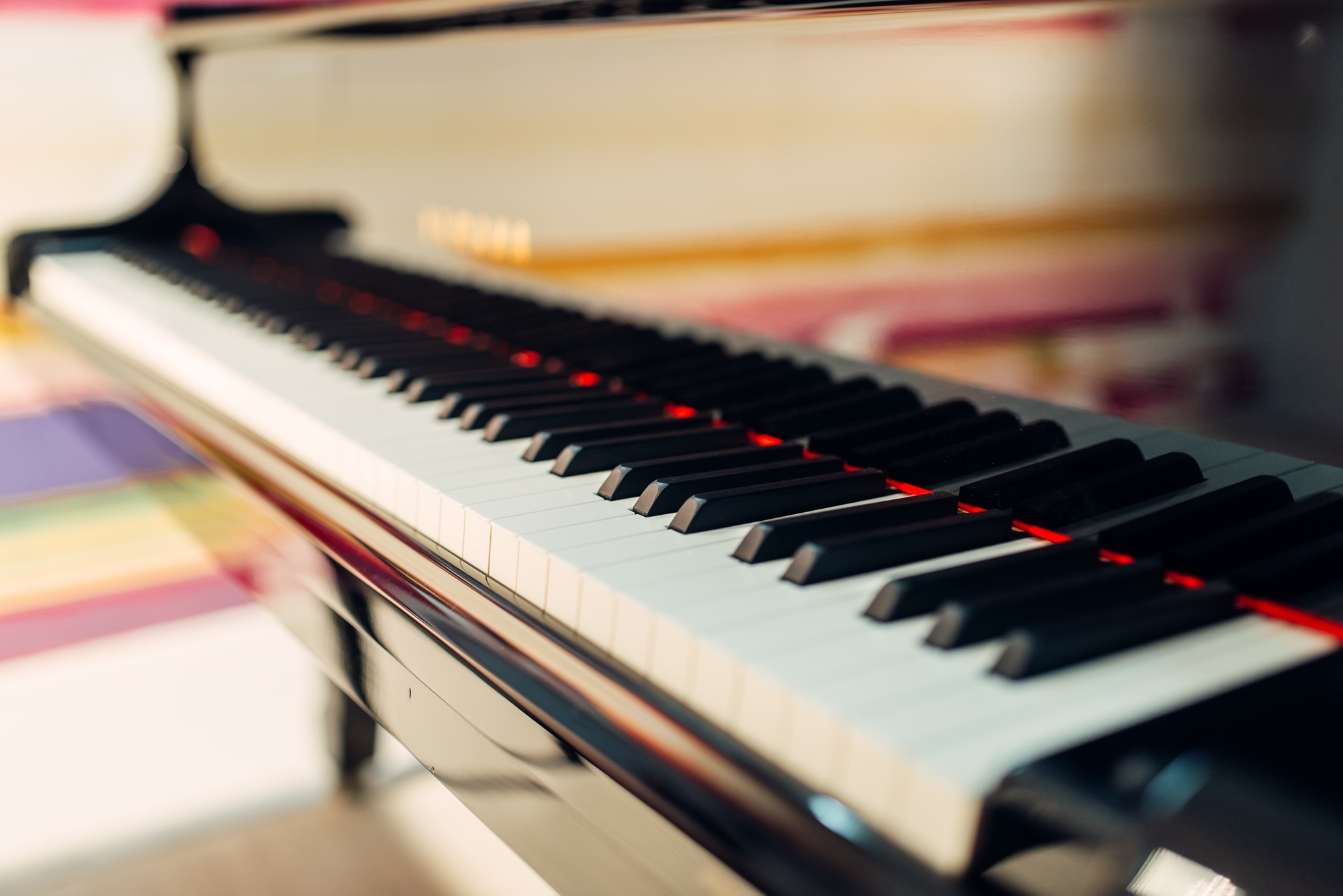 Grand piano keys closeup, nobody Grand piano keys closeup, nobody