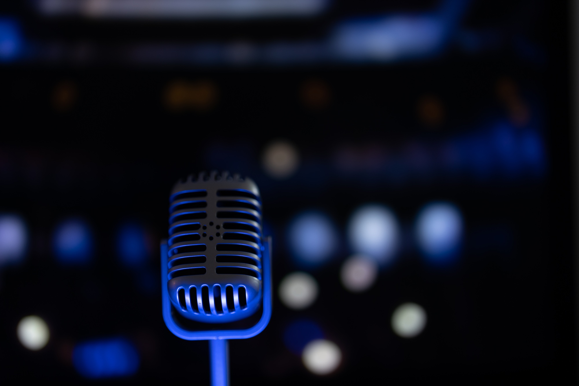 Old microphone on stage Old microphone on stage